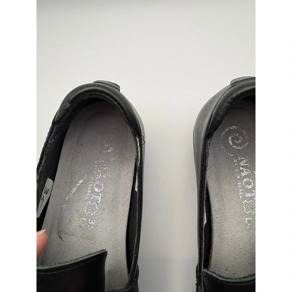 Naot Kirei Black Leather Mary Jane Comfort Shoe Women EU 35 Hook Loop Orthopedic